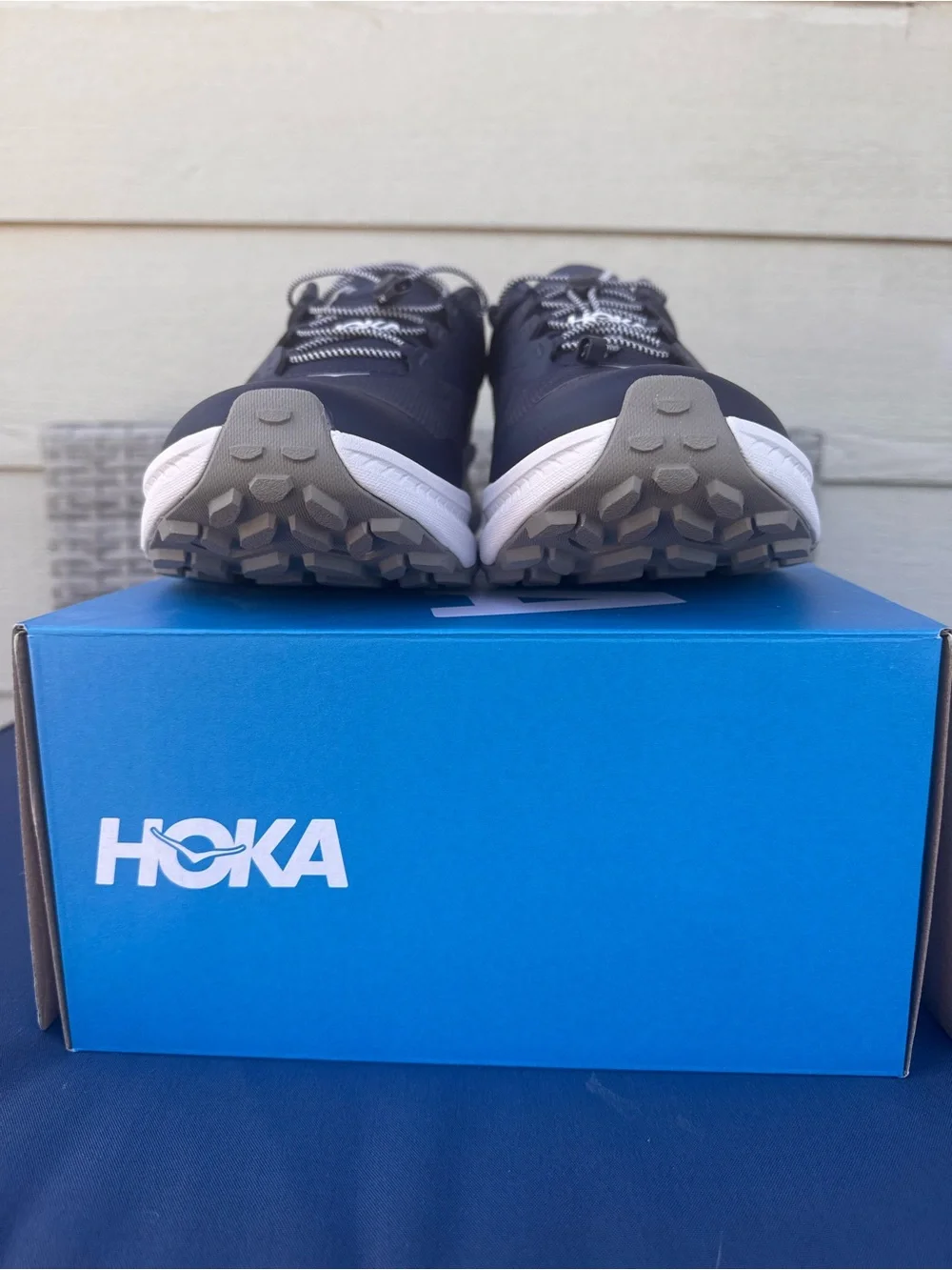 Hoka Men's Navy and White Trail Running Shoe